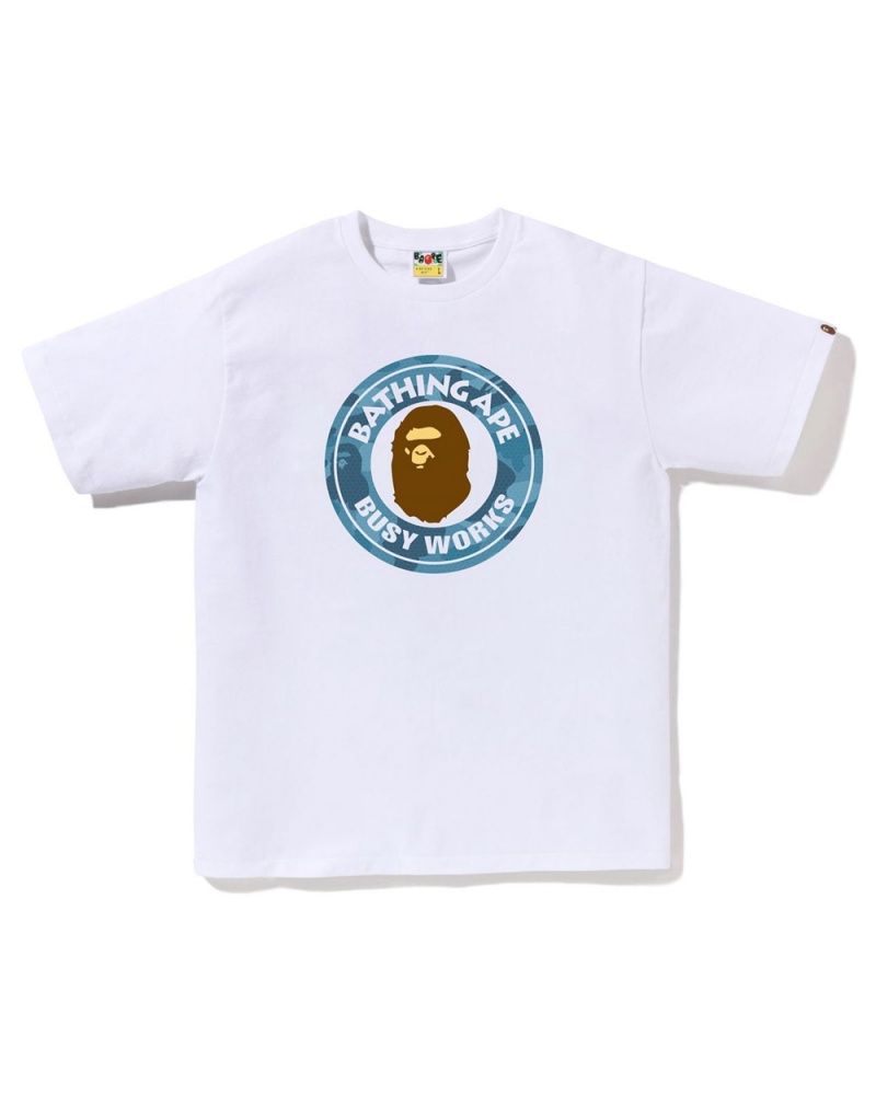 T Shirts Bape Honeycomb Busy Works Blanche Homme | GQU-67141276